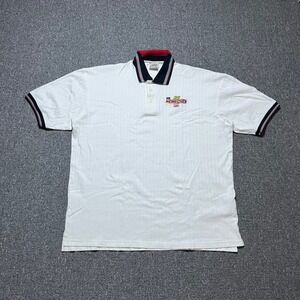 Vintage AKWA Joe Nemechek NASCAR Polo Shirt 2XL White Racing UAW Delphi 90s USA